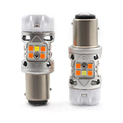 কেনা Newest Innovative T3 Dual Color Switchback CANBUS LED Bulb 1157 BAY15D With 1200LM Anti Hyper Flash Amber Turn Signal Light and White DRL online manufacture