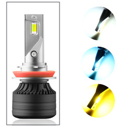 গাড়ির হেড লাইট LED H11 তিন রঙের LED হেডলাইট স্বয়ংচালিত হেডল্যাম্প ফগলাইট 12-36V একটি পরিবর্তিত বাতি
