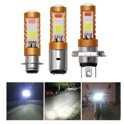 3 রঙের COB LED হেডলাইট H4 H6 80W P15D BA20D সাদা নীল লাল