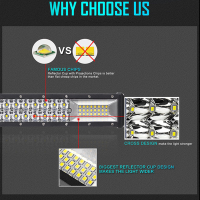 গাড়ির জন্য ডুয়াল রায় LED লাইট বার 200W - 1000W অ্যালুমিনিয়াম প্রোফাইল