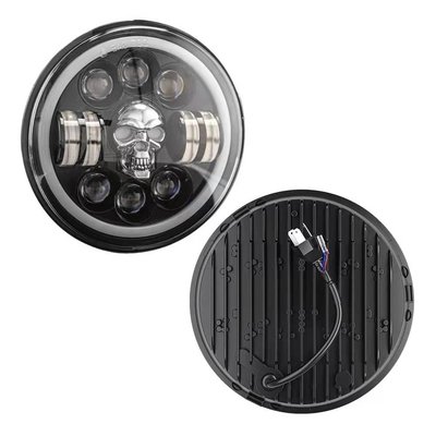Harley Royal Enfield 12000lm এর জন্য 7 ইঞ্চি গোলাকার মোটরসাইকেল LED হেডলাইট