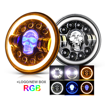 Harley Royal Enfield 12000lm এর জন্য 7 ইঞ্চি গোলাকার মোটরসাইকেল LED হেডলাইট