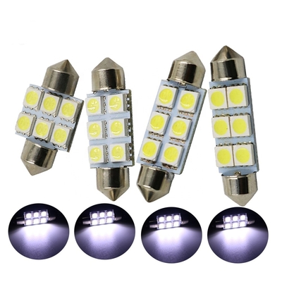ফেস্টুন C5W 5050 6SMD LED কার ইন্টেরিয়র লাইট ল্যাম্প বাল্ব ডোম ব্লু হোয়াইট DC 12V 31mm 36mm 39mm 41mm