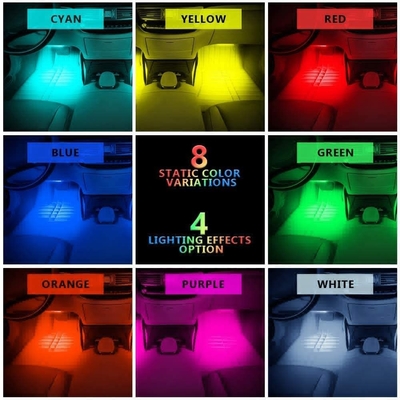4 Pcs 48 LED স্ট্রিপ কার ইন্টেরিয়র অ্যাটমোস্ফিয়ার লাইট IP65 ইউএসবি পোর্ট অ্যাপ কন্ট্রোল সহ