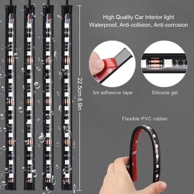 4 Pcs 48 LED স্ট্রিপ কার ইন্টেরিয়র অ্যাটমোস্ফিয়ার লাইট IP65 ইউএসবি পোর্ট অ্যাপ কন্ট্রোল সহ